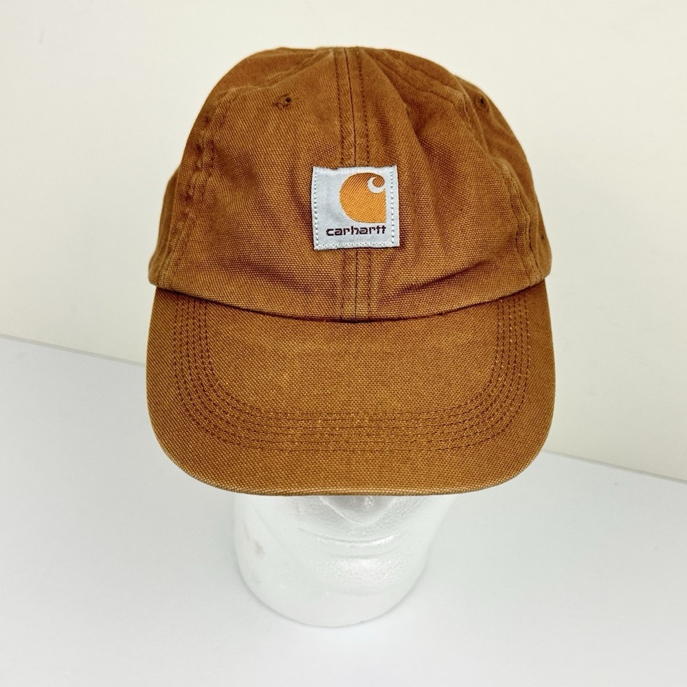 Carhartt Hat Youth Kids Adjustable Brown Canvas Logo‎ Patch Cap Cotton